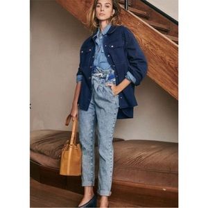 Sezane Austin trouser paper bag waist jeans sz 2